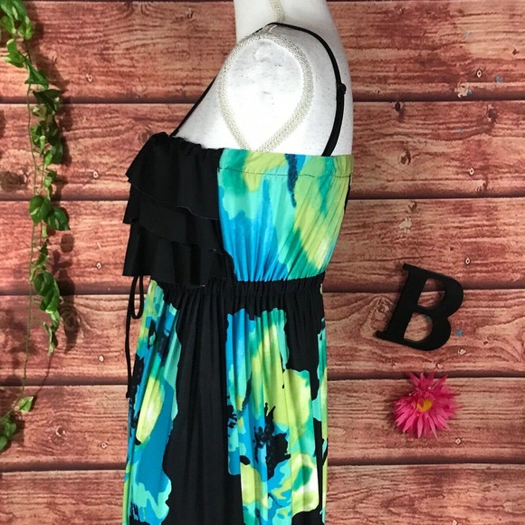 Floral Black and Blue Maxi Dress - Picture 8 of 12